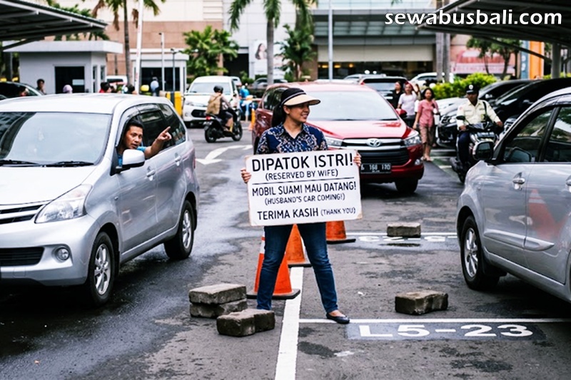 patok parkiran sebelum mobil datang